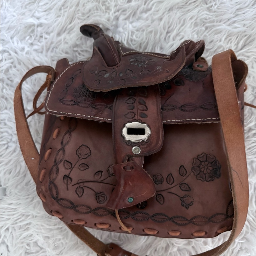 Handcrafted Leather Floral Embossed Bag